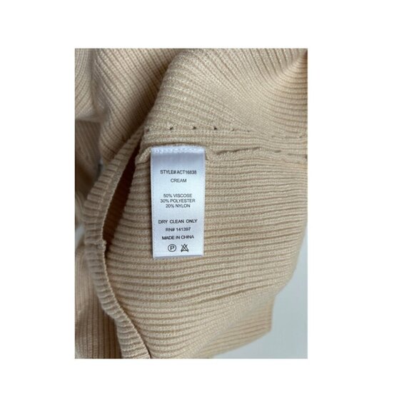 NWT ASTR Ribbed Knit Cut Out Puff Sleeve Pullover Sweater Size Women's10/L Cream - Picture 7 of 8